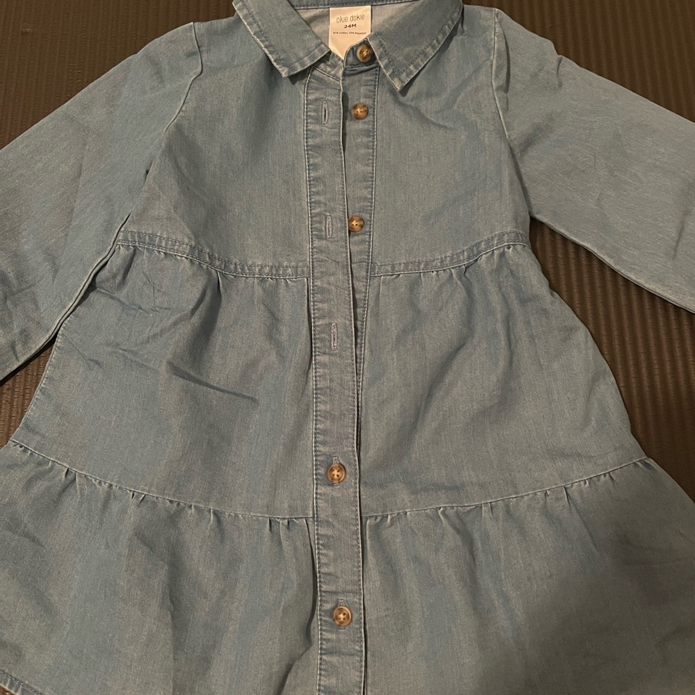 Okie Dokie Blue Casual Kids Dress